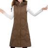 Womens Ladies Warm Plus Size Solid Color Hooded Single Breasted Medium Length Cotton Jacket Waistcoat Slim Cardigan Coat
