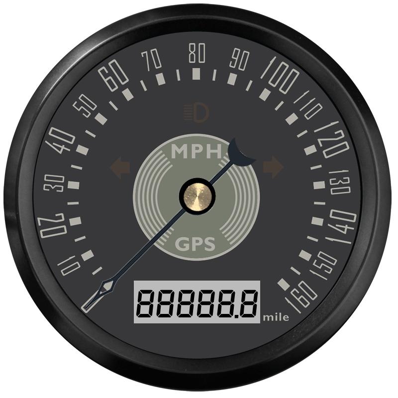 ELING 85mm GPS Speedometer 0-160km/h 0-220MPH Total Mileage Adjustable with Red Yellow Backlight for Car Yacht Universal 9-32V