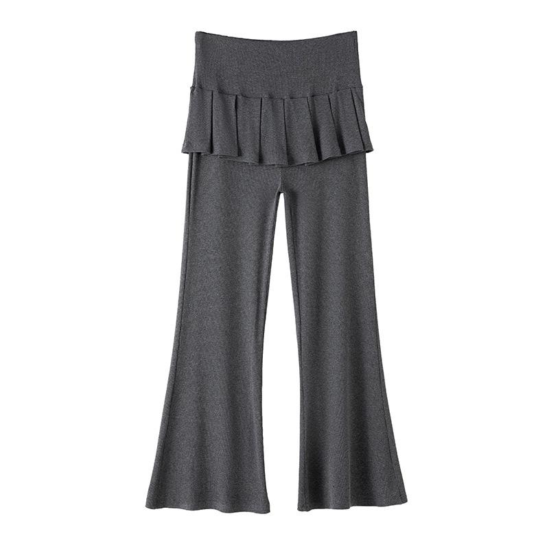 

2026 Spring-Summer Pleated Skirt Overlay Micro-Flare Maternity Pants M темно-сірий