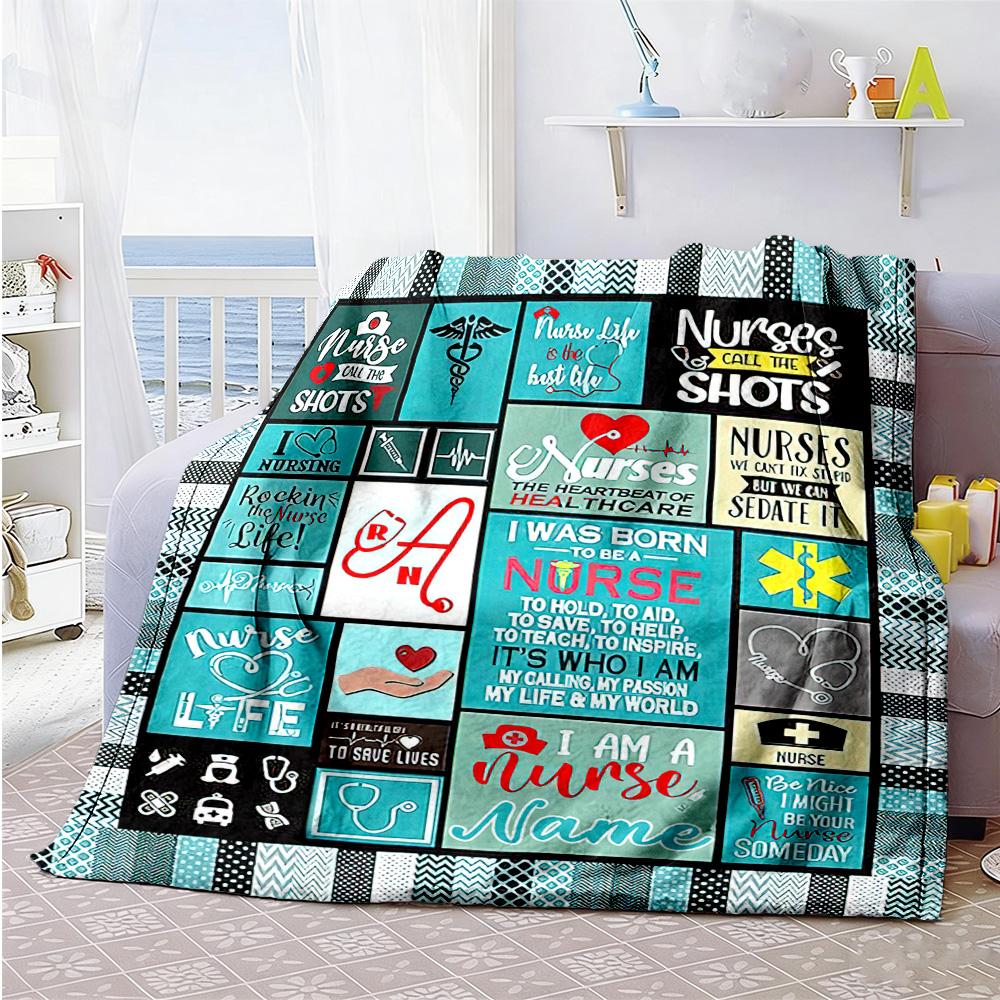 Nurse565 Customize Your Name Blanket Multi-purpose Personalized Blanket Soft & Cozy Perfect for Picnics Bed Bedding Couch for All Occasions
