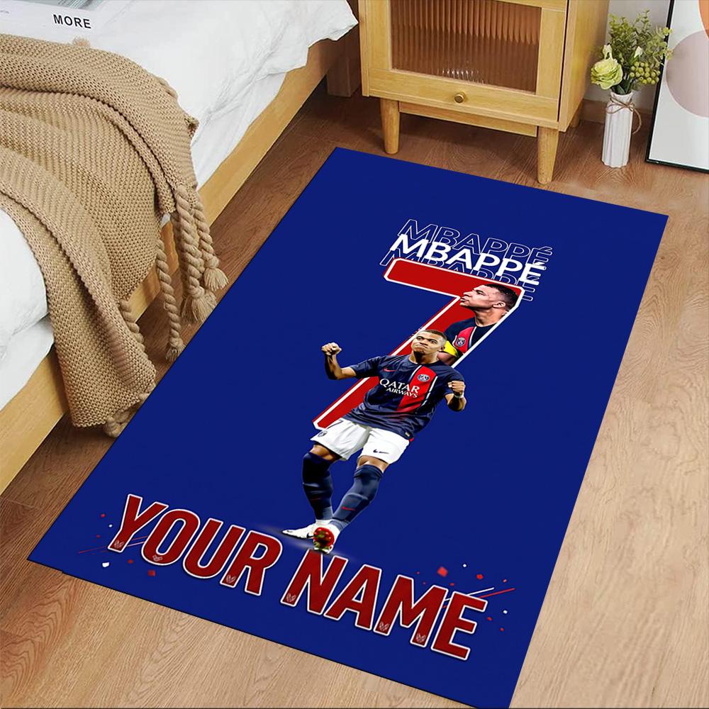 Mbappé Personalized Text Area Rug Perfect for Study Room Dormitory Hallway Balcony Antislip Carpet Decorate Offices Gift for Festivals