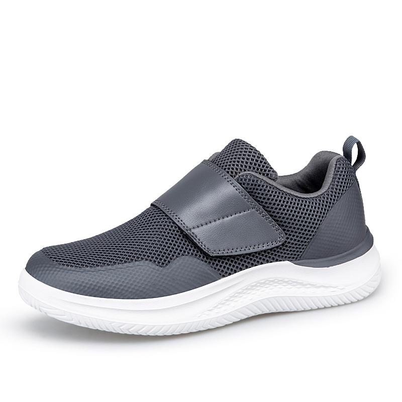 

Men s Slip-on Casual Sneakers Adjustable Hook&Loop Walking Sports Shoes Jogging Running Lightweight Zapatillas Deportivas Hombre 48 темно-сірий
