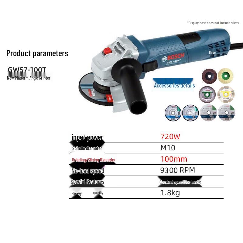 Bosch GWS7-100T Angle Grinder CN plug (adapter included)