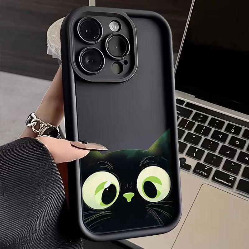 Cartoon Cat Soft Phone Case For iPhone 15 16 Pro Max Cases iPhone 14 13 12 11 Pro Max XS Max XR X 7 8 Plus 16e Shockproof Cover