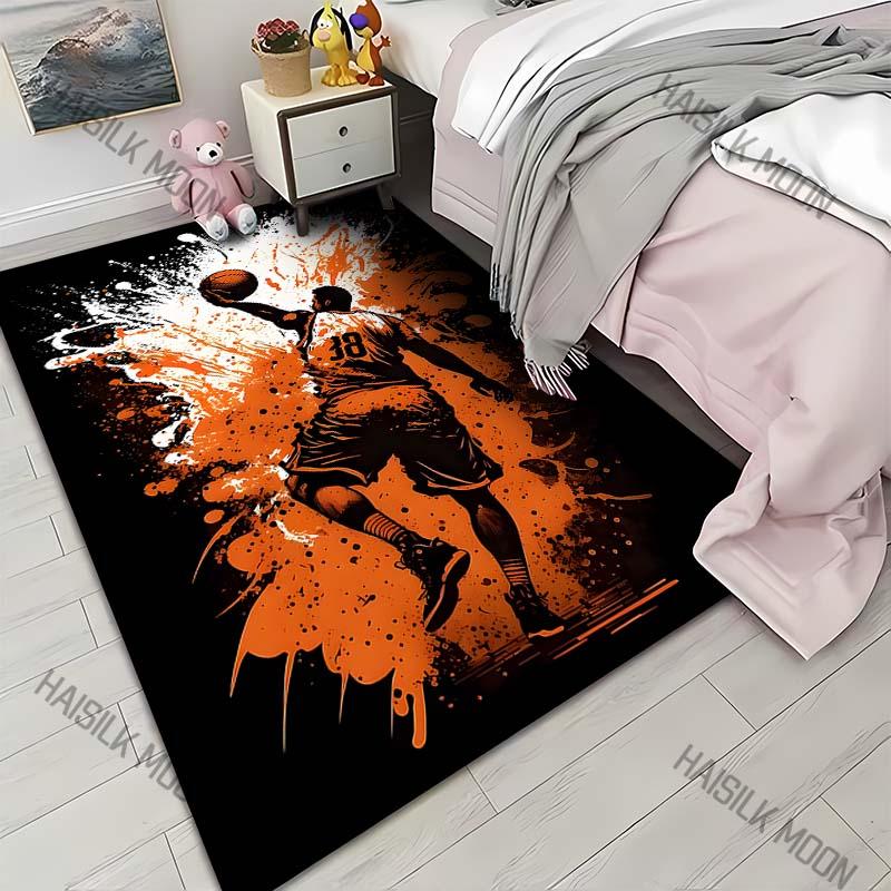 

1PC Basketball dunk orange splatter Print Carpet for Living Room Bedroom Sofa Home Decor Rus Non-slip Floor Mat Luxury Gift 40x60cm