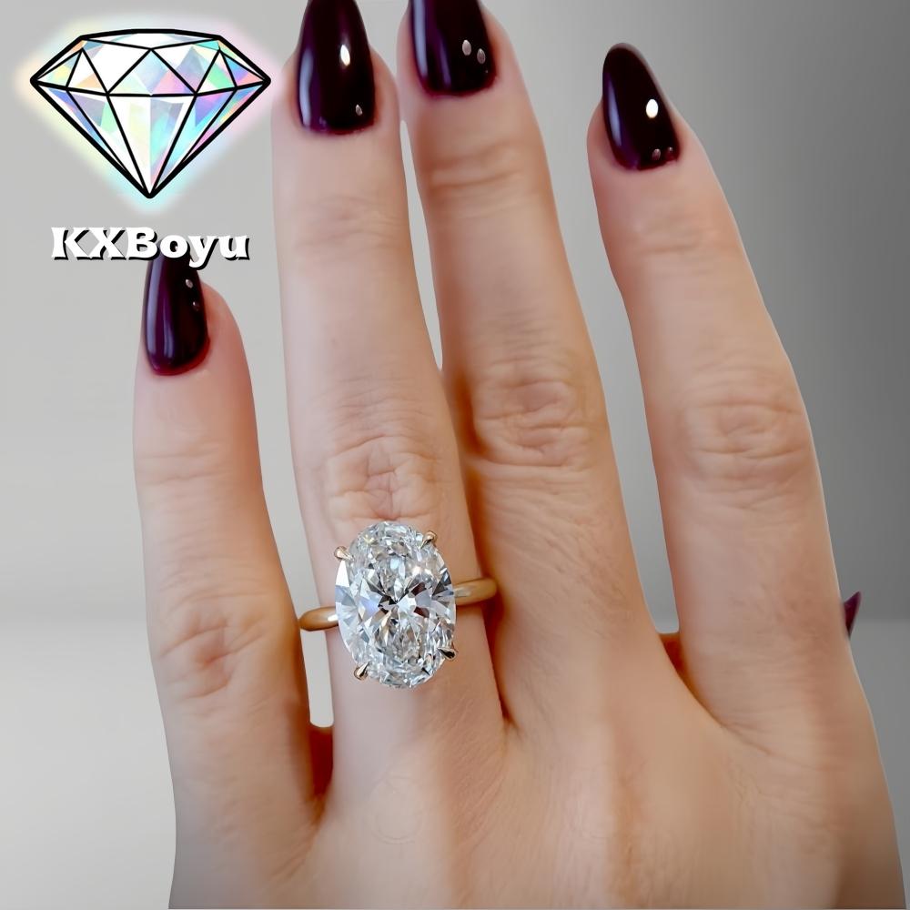 1-8 Carat Oval Cut Moissanite Engagement Ring Oval Shape Hidden Halo Wedding Ring for Women 925 Silver with