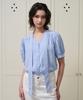 PLUNASTUDIO Reversible Short Sleeve Shiny Tie Blouse_Skyblue