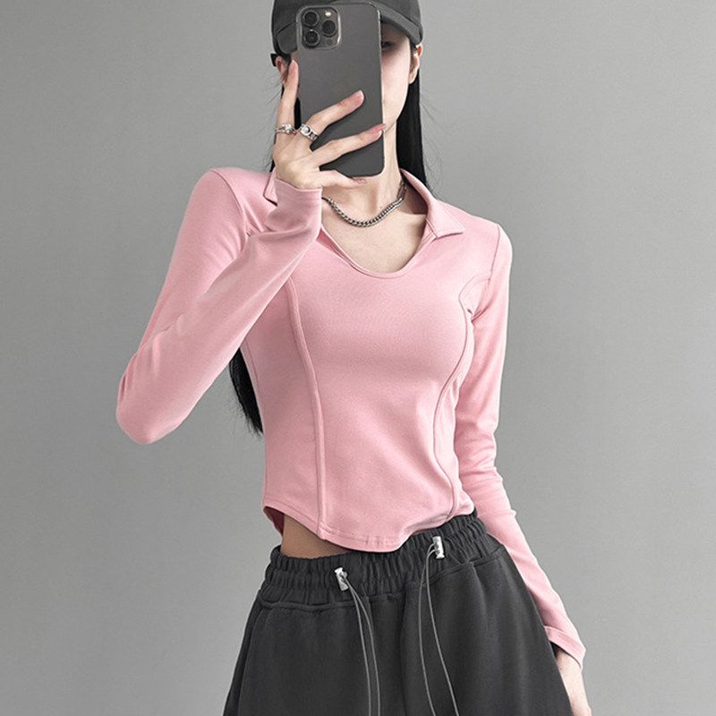 Yoga Long Sleeves Female Fashion Good-looking Sexy Workout Clothes Pink S
