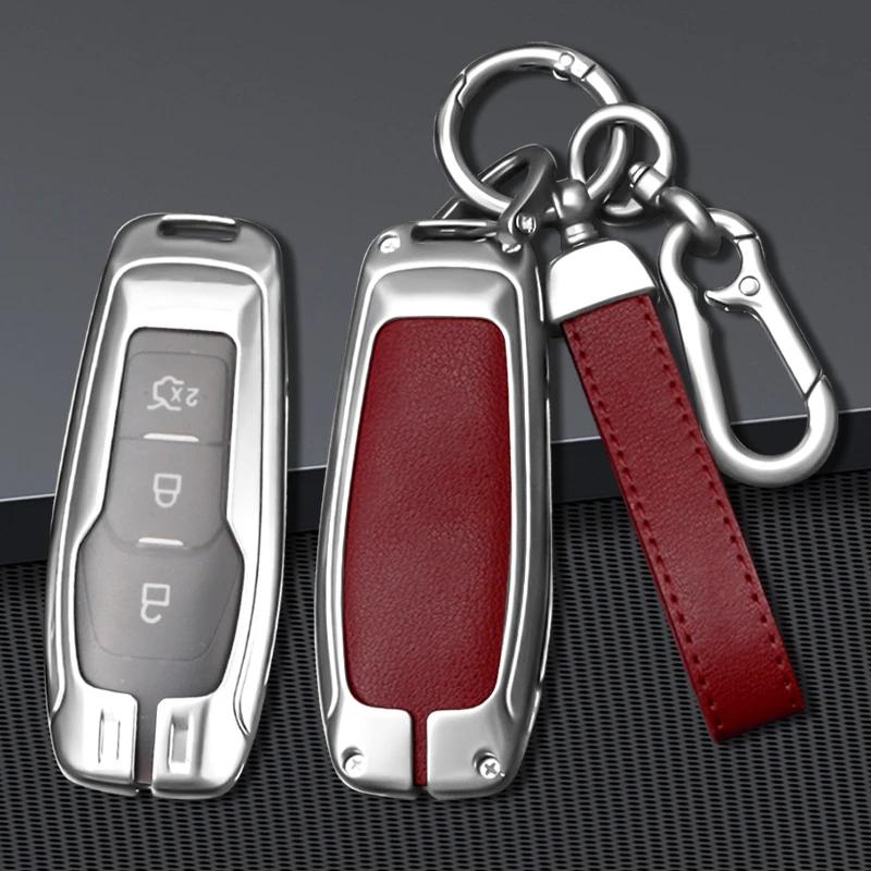 Leather Car Key Cover Case For Ford Fusion Mondeo Mustang F-150 Explorer Edge Car Styling Keychain