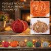 Woven Pumpkin Decoration for Tabletop - Rustic Fall Home Decor Ornament with, 3D Shape