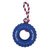 Dog Tire Chewing Toy Bite Resistant Treat Dispensing Rubber Aggressive Dog Tug Toy with Rope for Medium Large Dogs