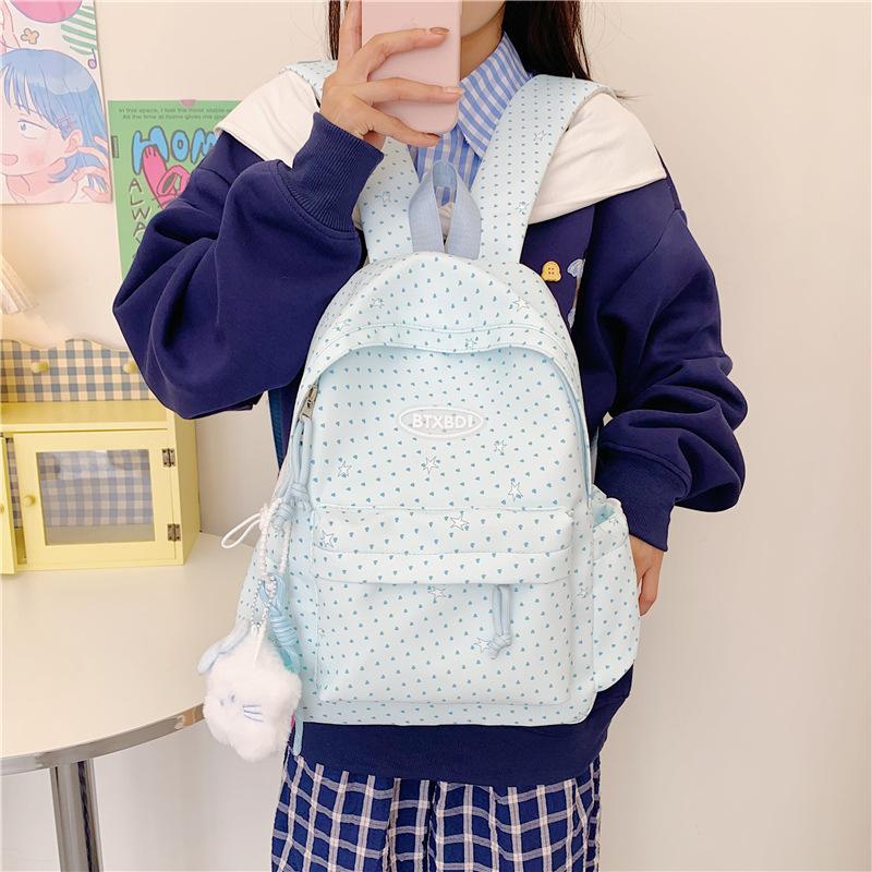 Zaino versione coreana ins Piccolo zaino fresco a pois Grande capacità semplice e versatile Zaino scolastico per studenti Zaino casual alla moda da donna