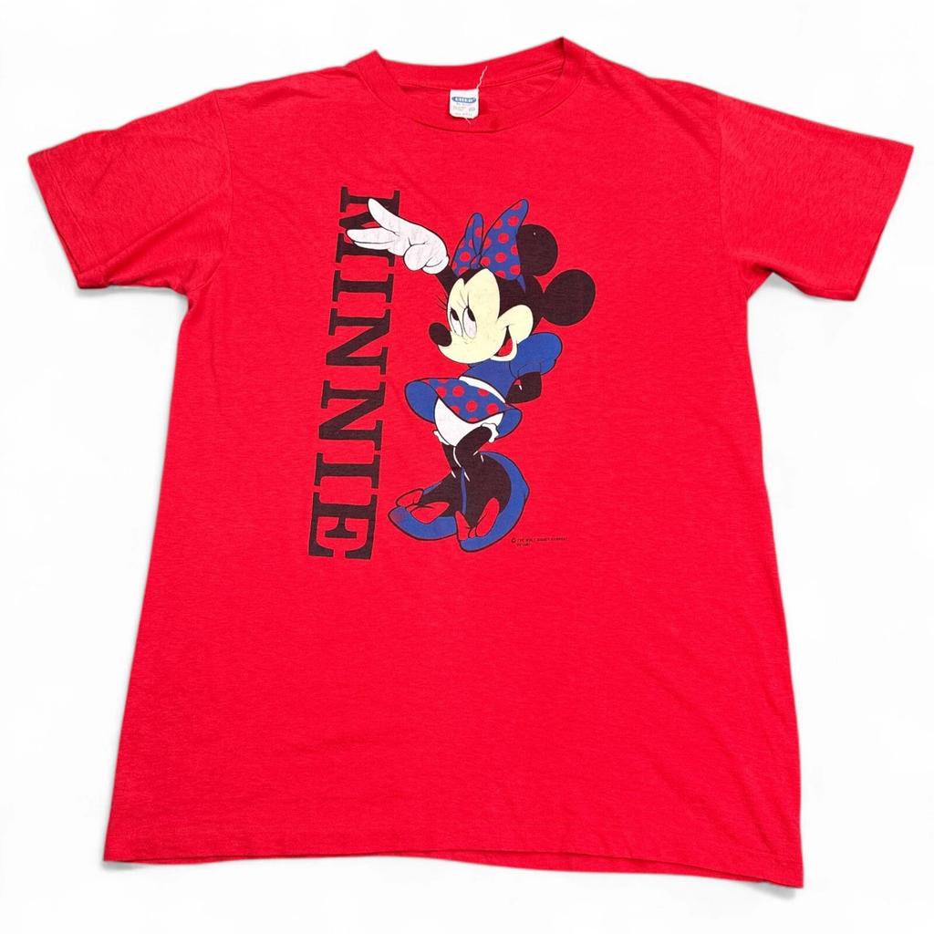 Vintage 80s Disney Minnie Mouse Tee Shirt Adult Size XL Red Big Print USA Made
