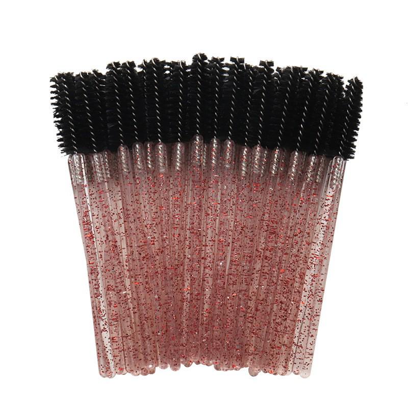 Crystal Handle Disposable Eyelash and Eyebrow Brush - 50 Pack Spiral Comb for Extensions