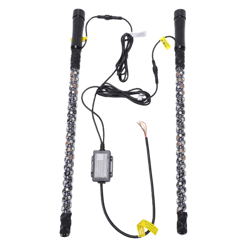 2pcs RGB LED Whip Lights 0.6m with APP Remote Control Music Antenna Whip Light for UTV ATV Offroad Truck