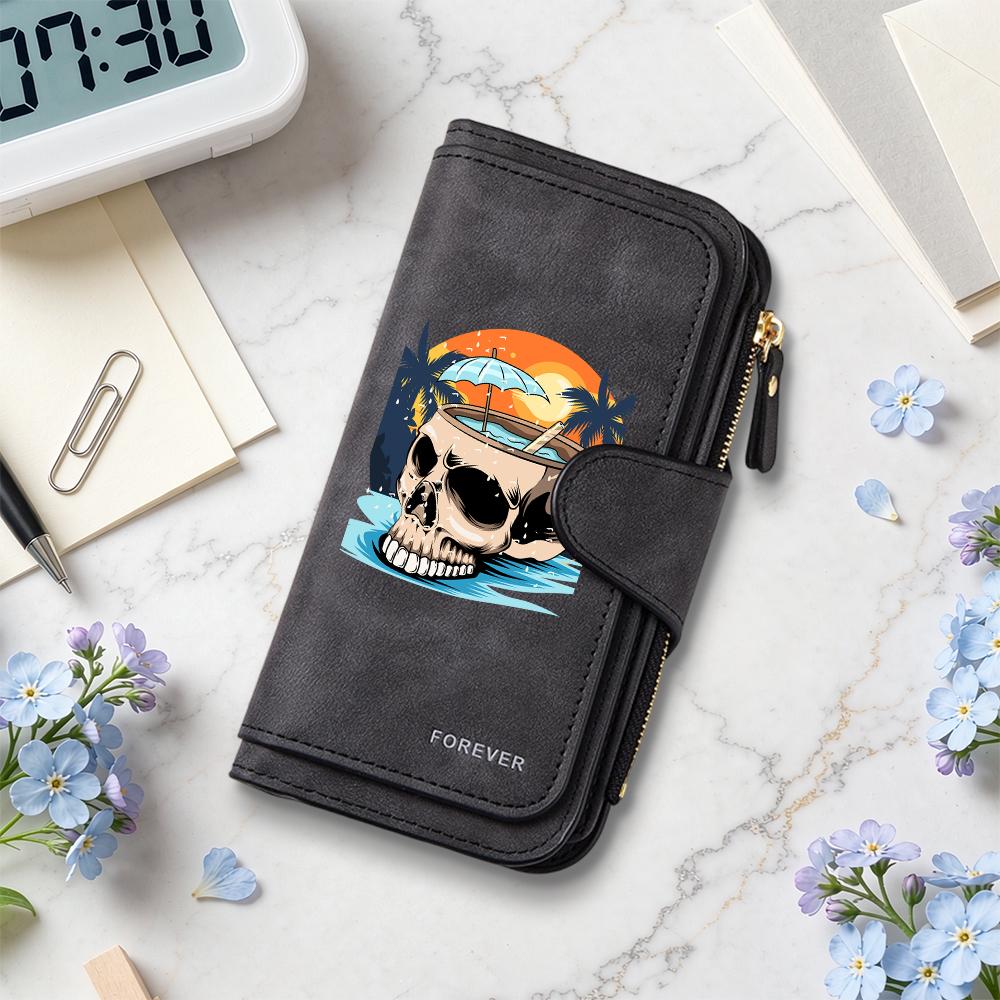 Summer Skull Pattern Long Wallet Fashion Daily Portable Card Holder