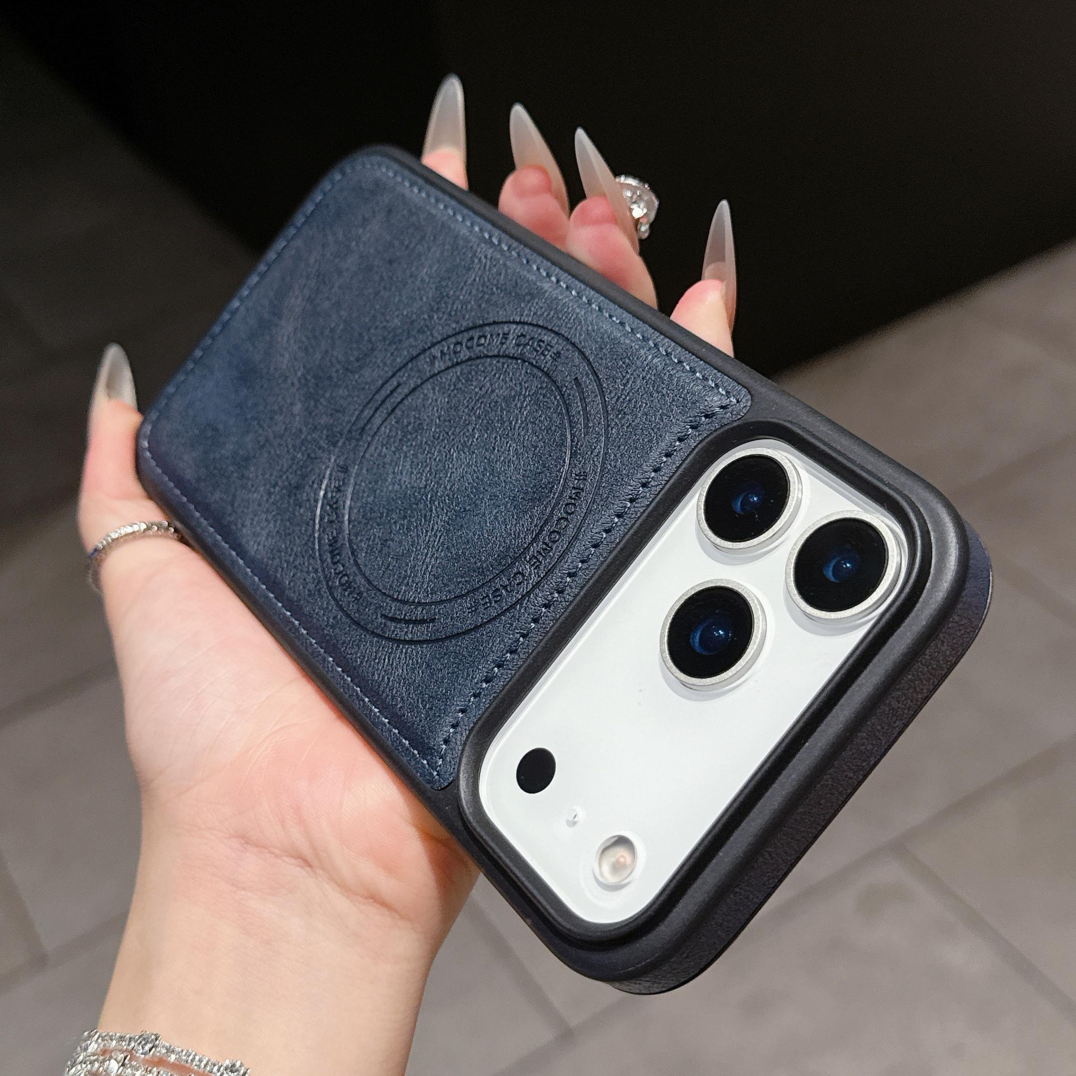 

Розкішний Шкіряний Чохол для Magsafe для iPhone 17 Air 16 16E 15 14 Plus 13 12 11 Pro Max М який Силіконовий Ударостійкий Магнітний Чохол For iPhone 17 Air Темно-синій