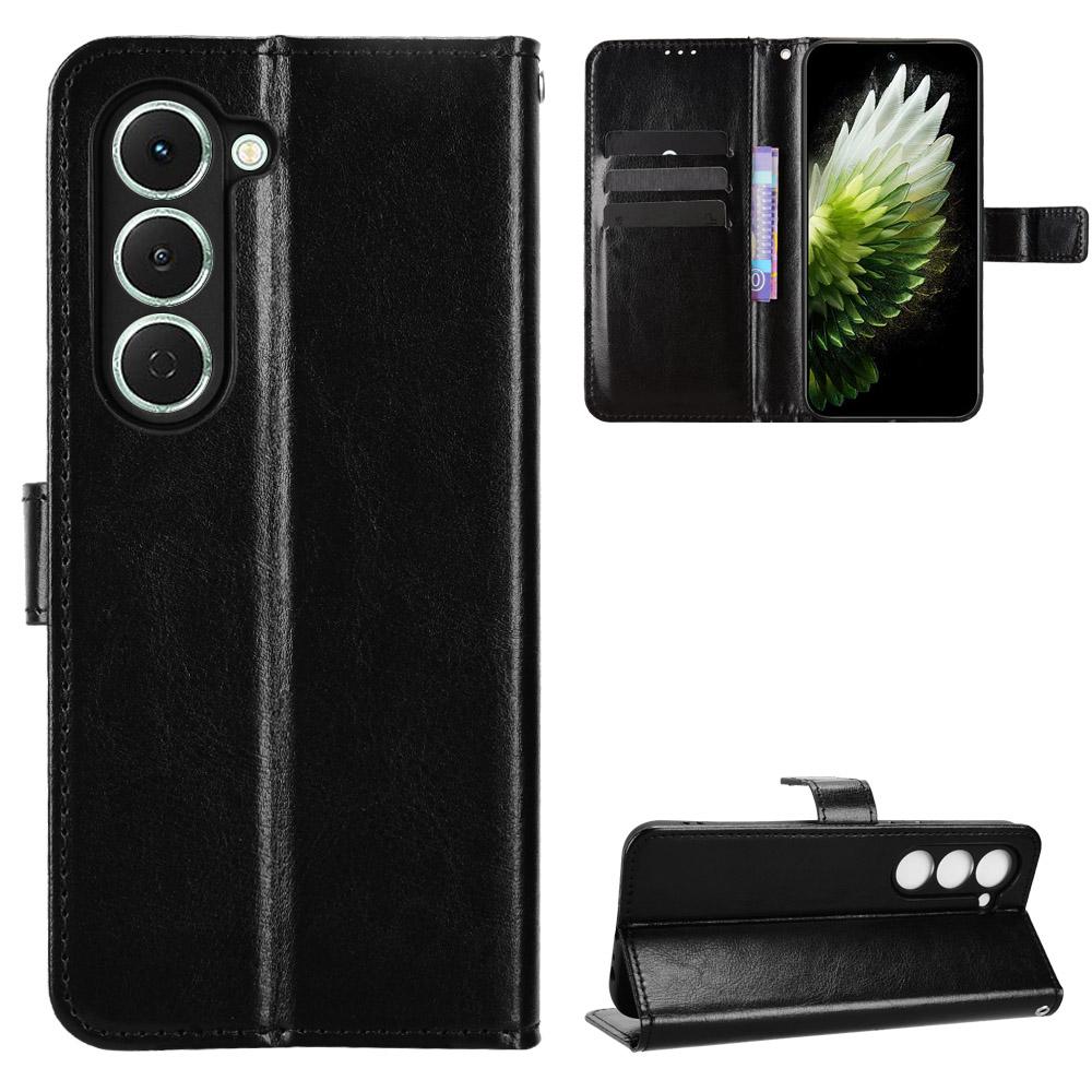 For TECNO Spark 40 Pro 4G PU Leather Case with Strap Crazy Horse Texture Phone Wallet Cover