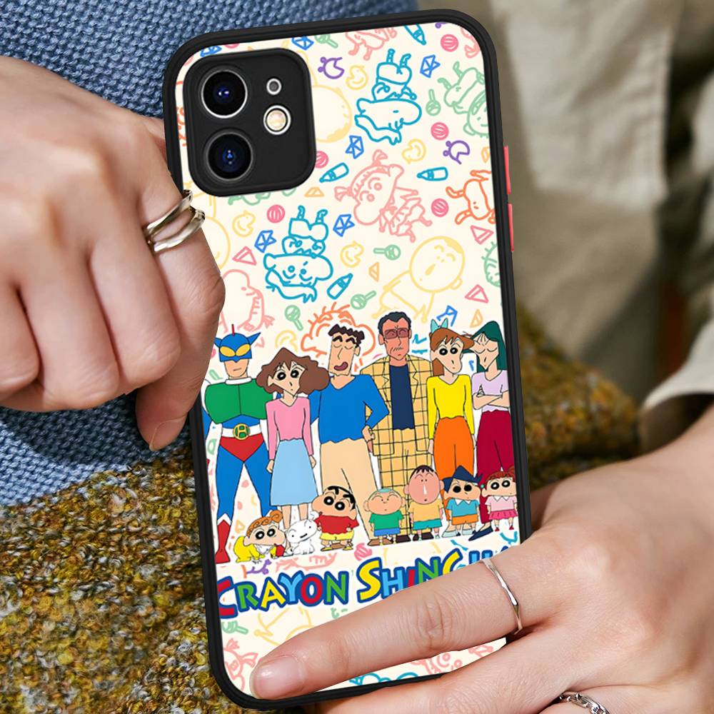 Anime Crayon Shin-Chan Matte Transparent Phone Cover For IPhone Case 16 15 14 13 12 11 Pro Max X XS Max Plus