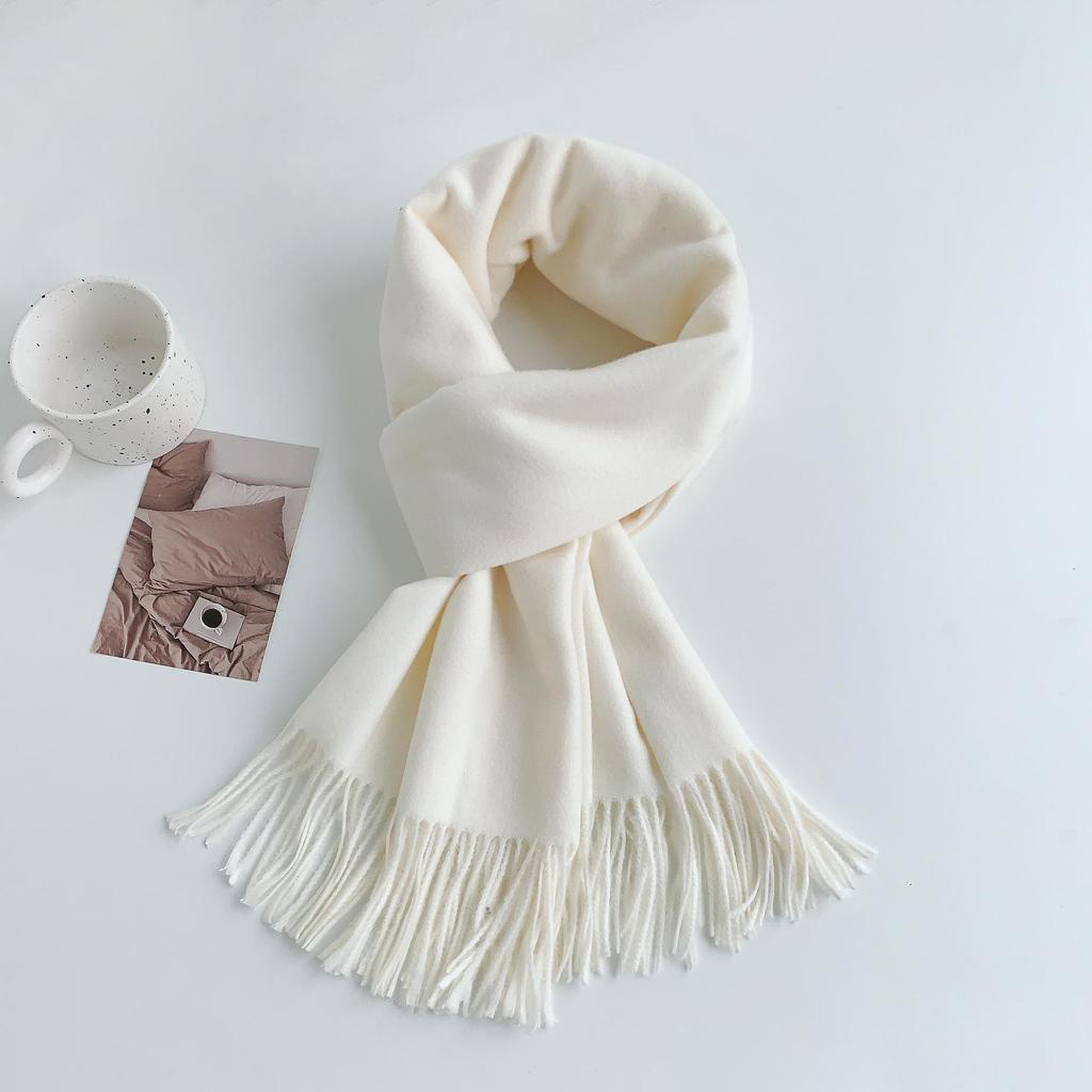 Luxuriöser Imitationskaschmir-Quasten-Schal in Uni-Rot für Damen - Koreanischer Stil, Winter-Vielseitig, Elegant