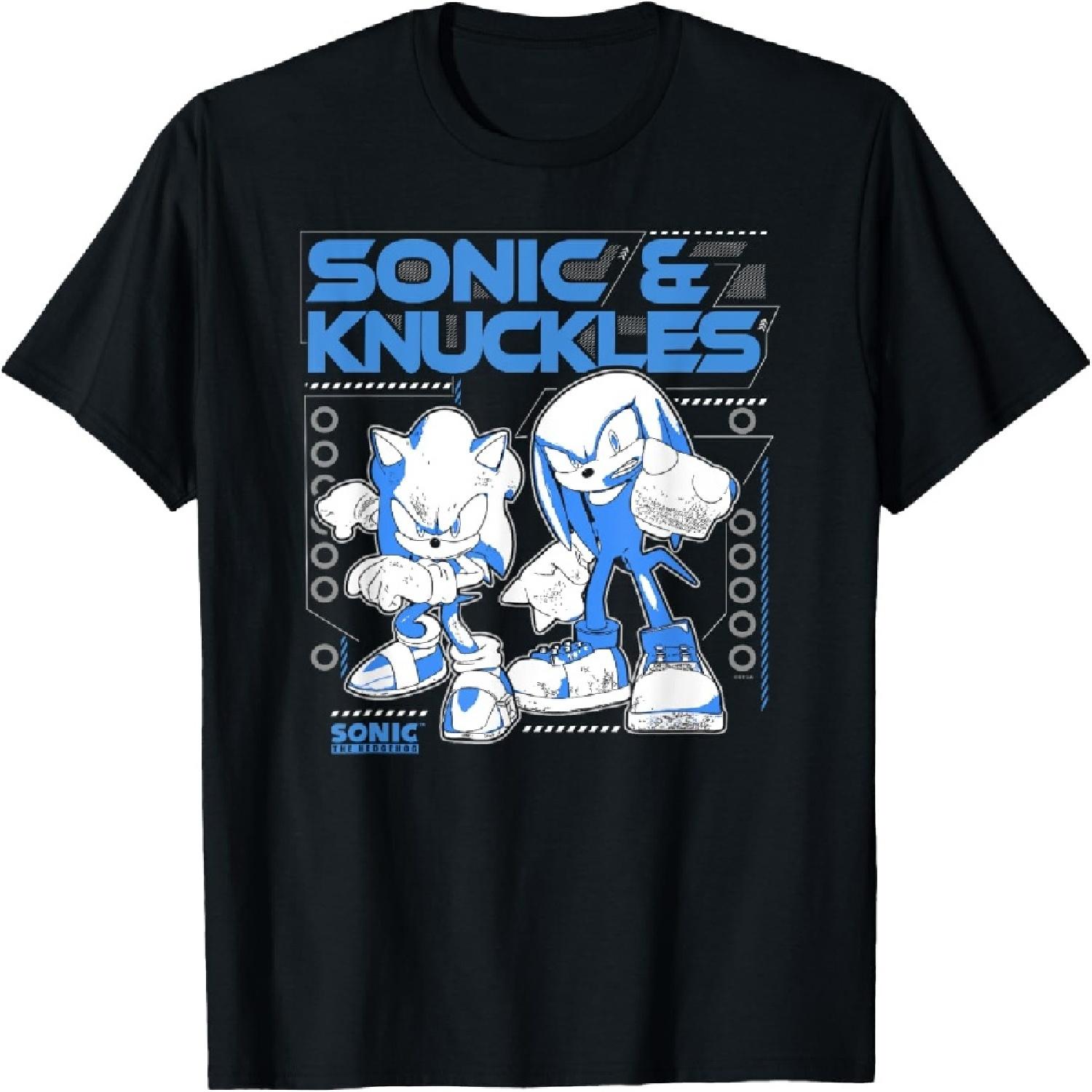 Футболка с принтом Sonic The Hedgehog Sonic & Knuckles Teamup (потертый дизайн) S разноцветный