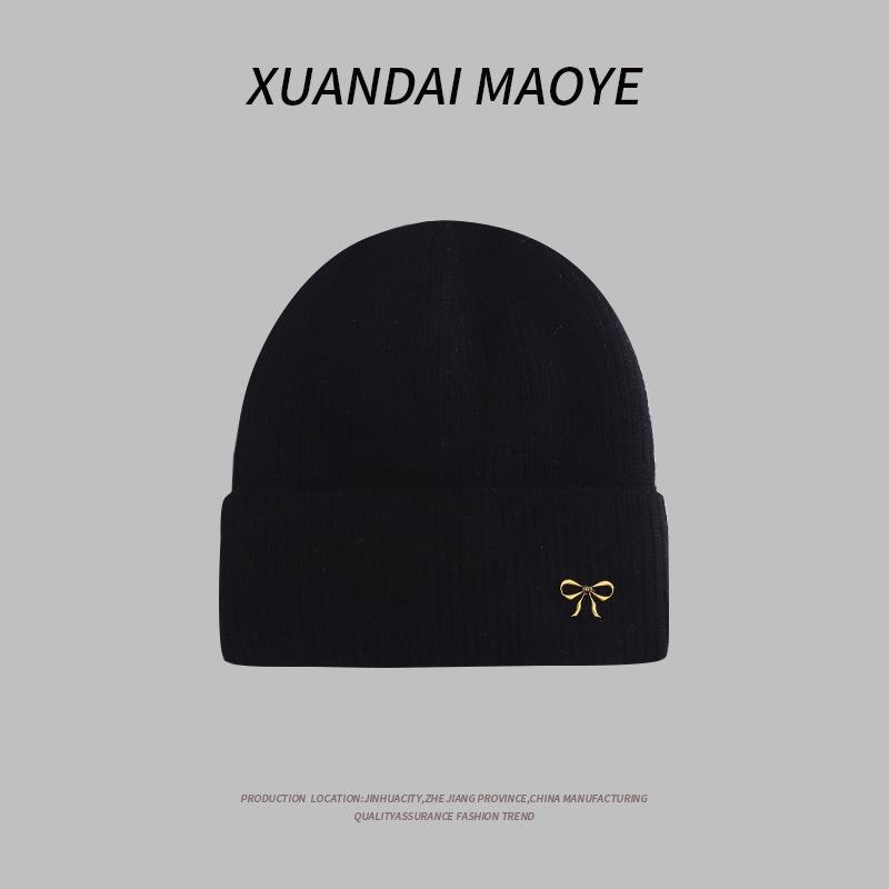 

Butterfly Wool Hat for Women In Autumn and Winter Thickened Warm Windproof Ear Protection Knitted Hat Showing Face Small Cold Hat One size