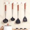 FJNATINH Ladle 304 Stainless Steel Wok Spatula Wok Utensils Set of Walnut Silica Gel Head 4,