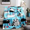 Cute Cartoon Cats with Hearts Design Flannel Blanket for Bedroom, Living Room, Sofa, and Nap