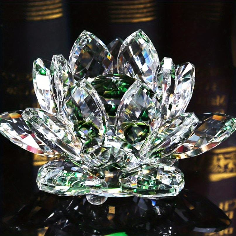 1pc Handcrafted Crystal Lotus Ornament For Home Decor And Desk Cabinet Decoration