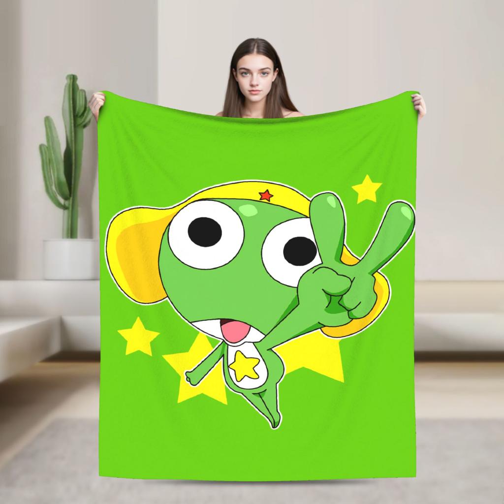 Kero Platoon Frog Keroros Fleece Throw Blanket Blankets for Sofa Car Soft Bedroom Quilt,