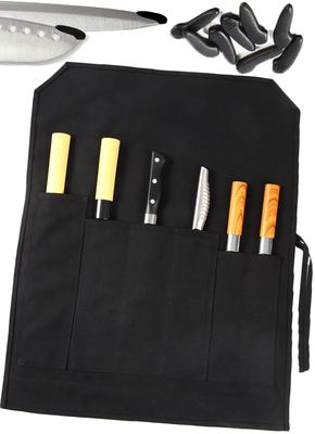Knife Cloth Includes Blade Tip Holds 6 Deep Long Outdoor Holds 6 P&C Case, Wrapped, Cover, Knives, Pocket, Portable, 27cm, Canvas, Camping, (Black,