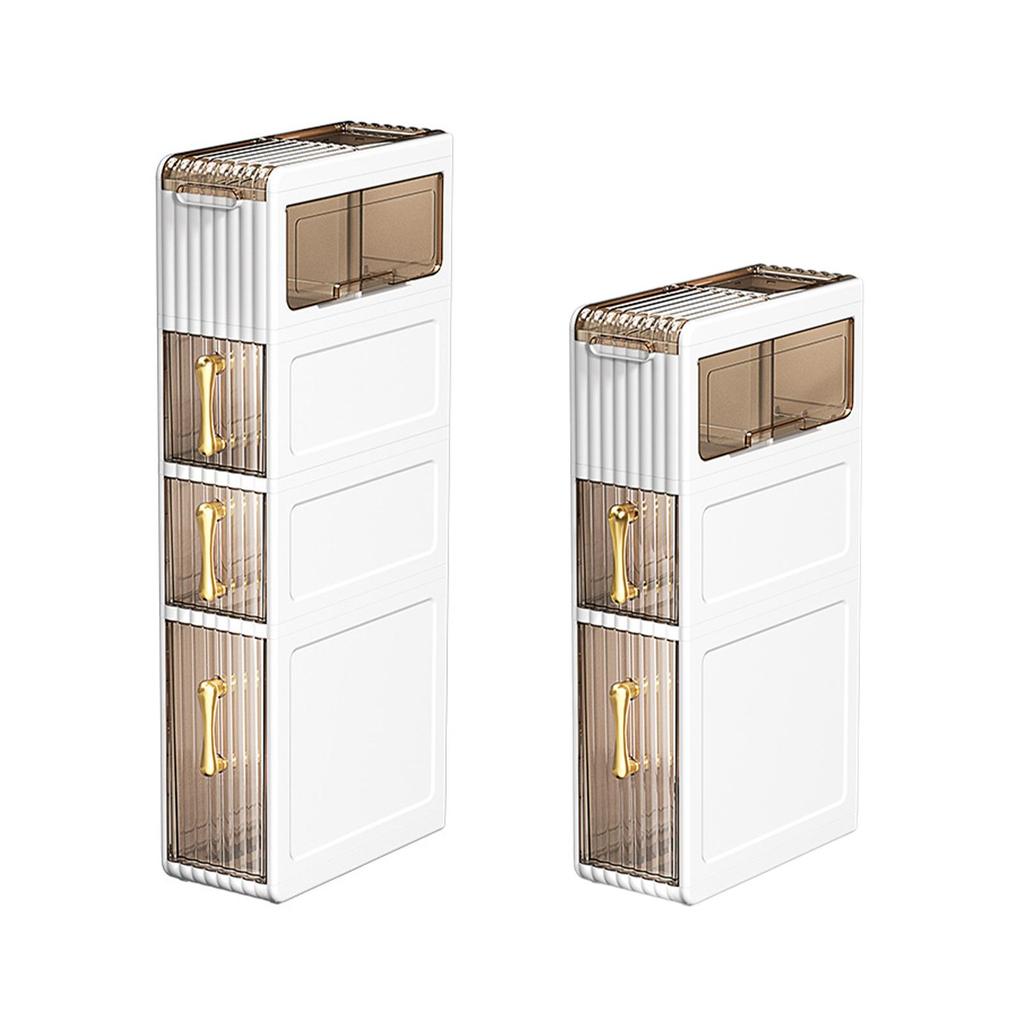 Bathroom Storage Floor Cabinet with Drawers Handles Silent Wheel Space Saving