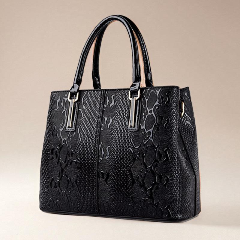 Patent leather snake pattern handbag to work commuter women's tote bag women's large-capacity shoulder versatile messenger bag