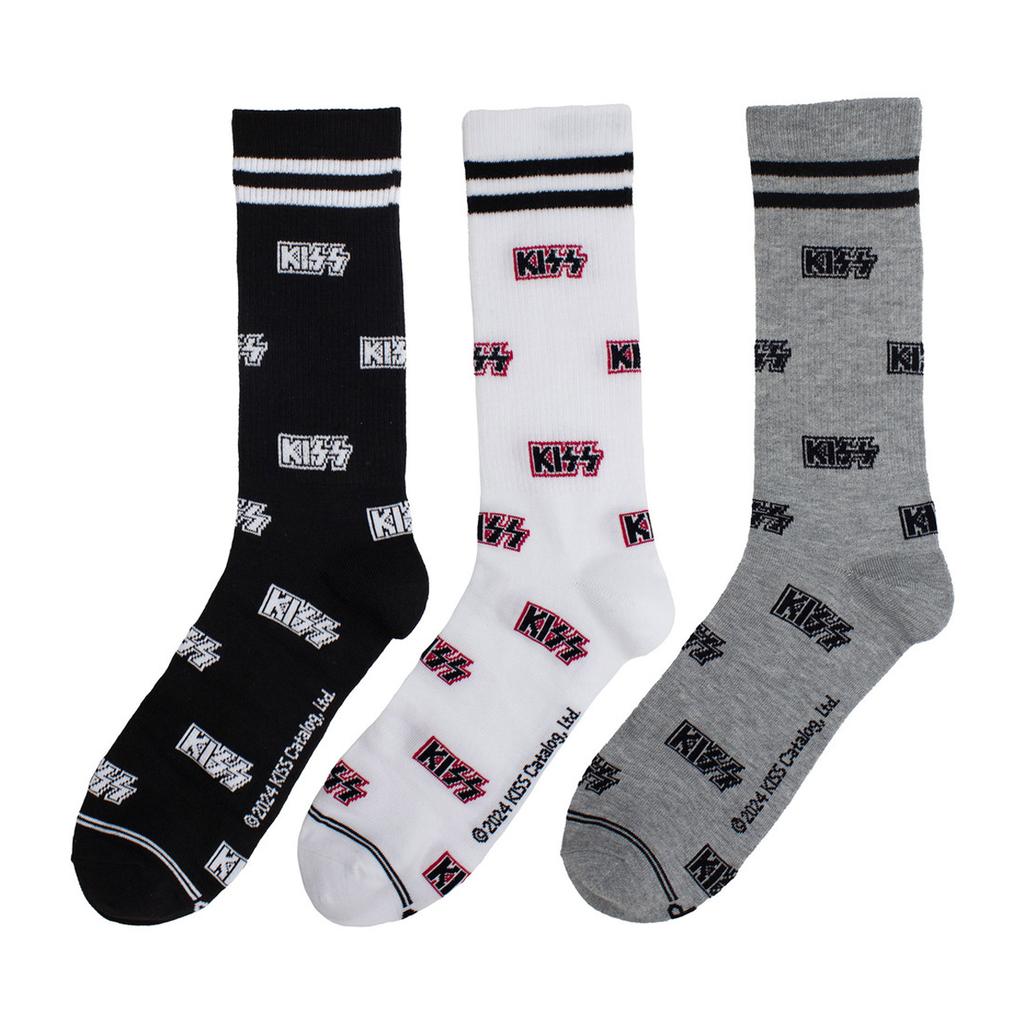 Kiss Unisex Adult Logos Crew Socks (Pack of 3)