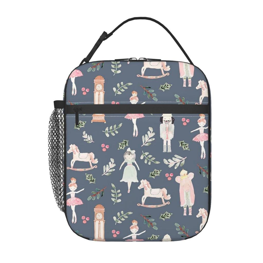 Nussknacker Ballett Weihnachten Thema Muster Isolierte Lunchtasche für Frauen Kinder Auslaufsichere Lebensmittelboxen Thermische Lunchbox Tragetasche