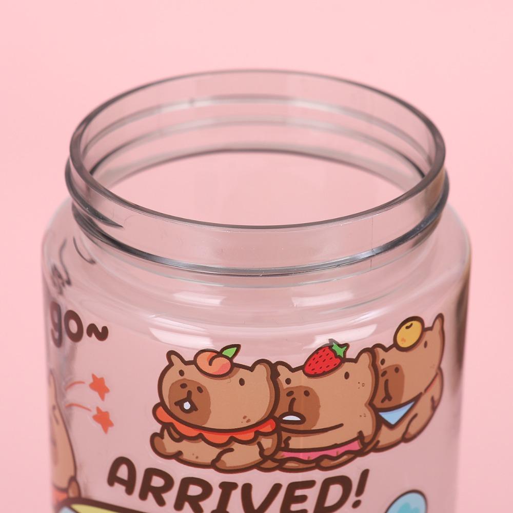 Large Capacity Capybara Water Bottle TPR 600ML Double Drinking Cup Cartoon Children Cup  Kids