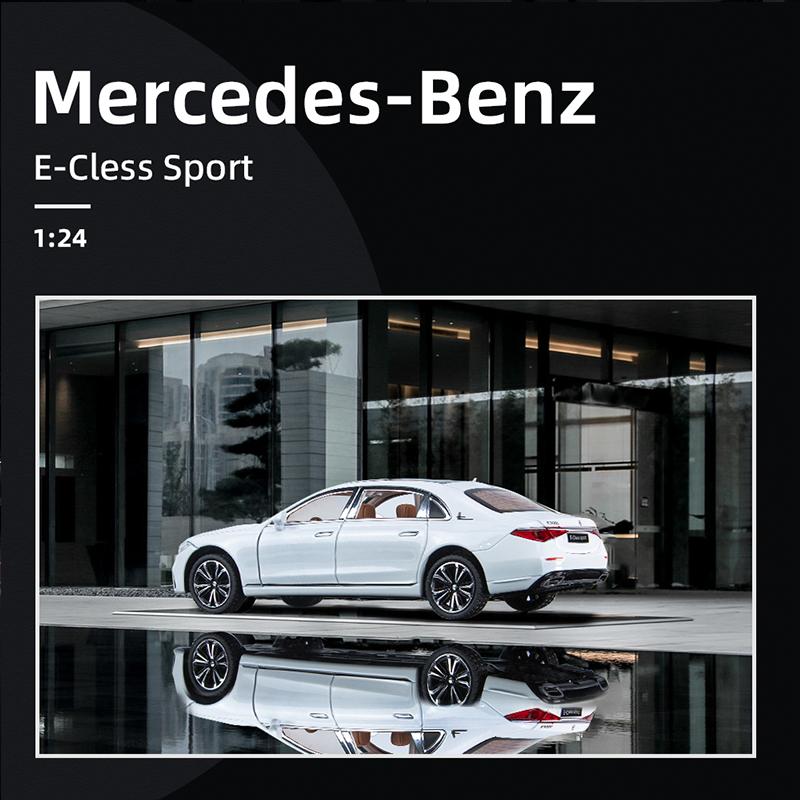 1/24 Benz E-Class E300 L Alloy Car Model Diecast Toy Metal Vehicles High Simulation Sound And Light Pull Back Toy Car Collection Gift