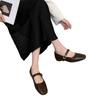 FengLiDa Inner Height Increase Mary Jane Single Shoes Women's 2025 Autumn Retro Square Head Shallow Mouth One-word Buckle Small Leather Shoes