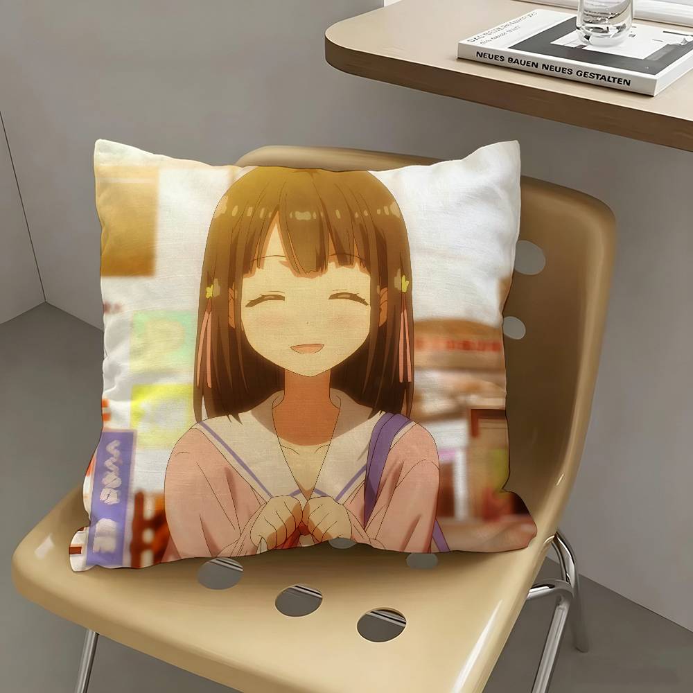 1pc Yui Hanasaka Anime Characters Pillow Case Fashion Square Pillowcase Bedroom Sofa Room Ins Decoration Leisure