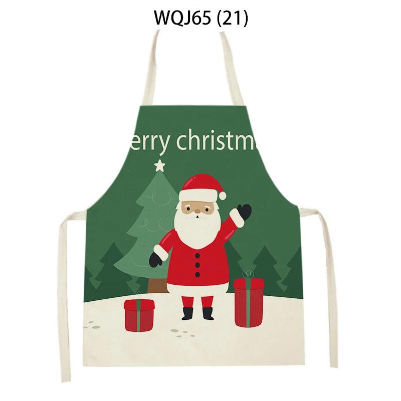 Christmas Apron Snowflake Tree Kitchen Apron Santa Claus Elk Snowman Print Aprons Dinner Party Cooking Apron Baking Accessories
