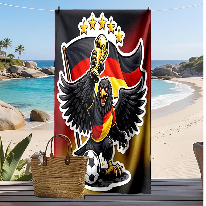 Asciugamano da Spiaggia Stampa Calcio Germania Asciugatura Rapida Super Assorbente Morbido Asciugamano da Bagno per Nuoto Spiaggia Viaggio Souvenir Regalo per Fan