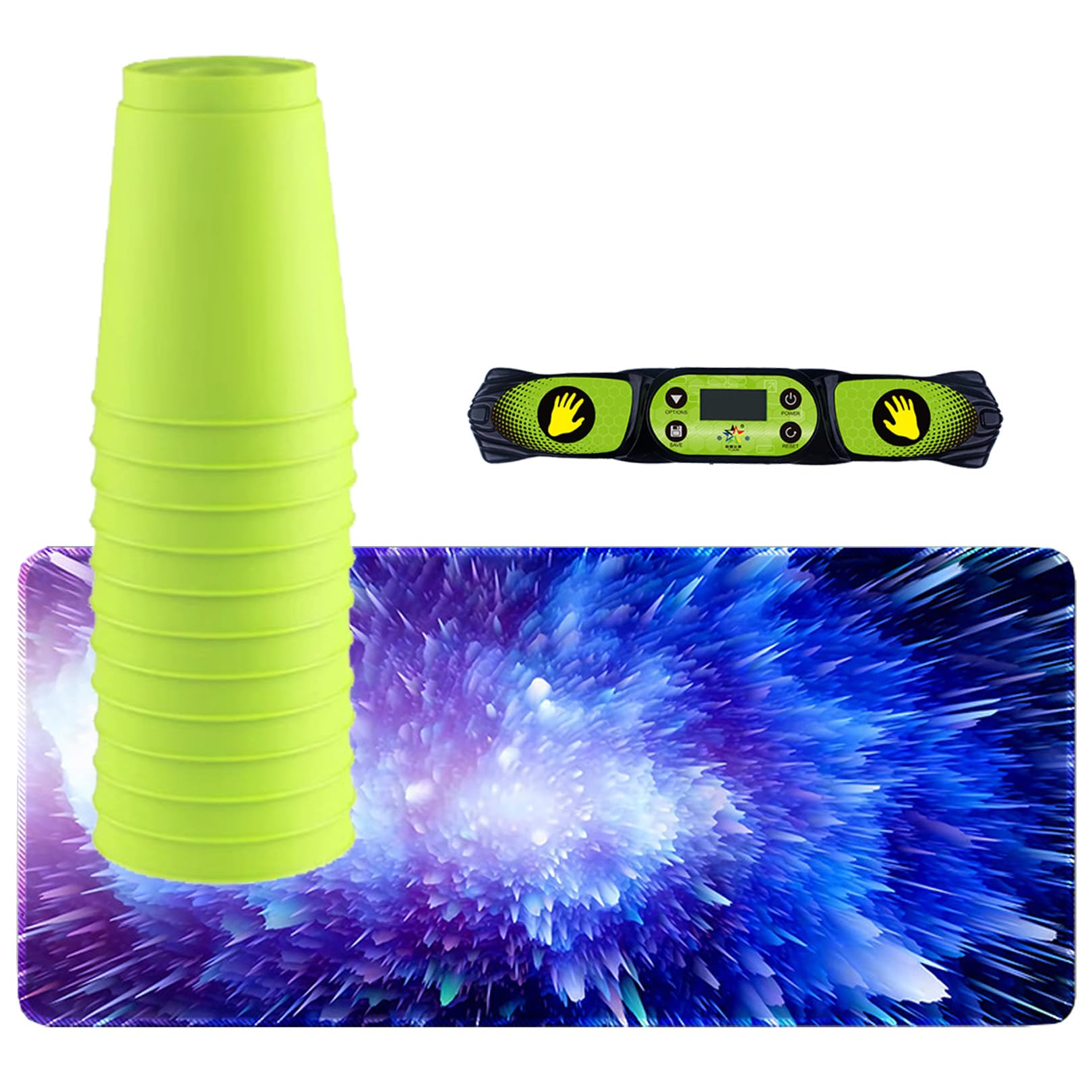 

сак таске Спортивные стаканчики для стакинга (Набор из 12 предметов) с Таймером и Ковриком (зеленый)