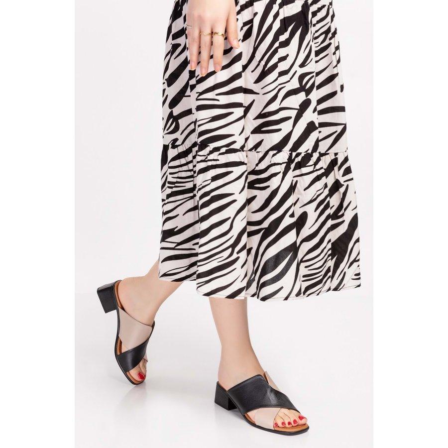 Damen-Clogs aus echtem Leder mit niedrigem Absatz für den Sommer