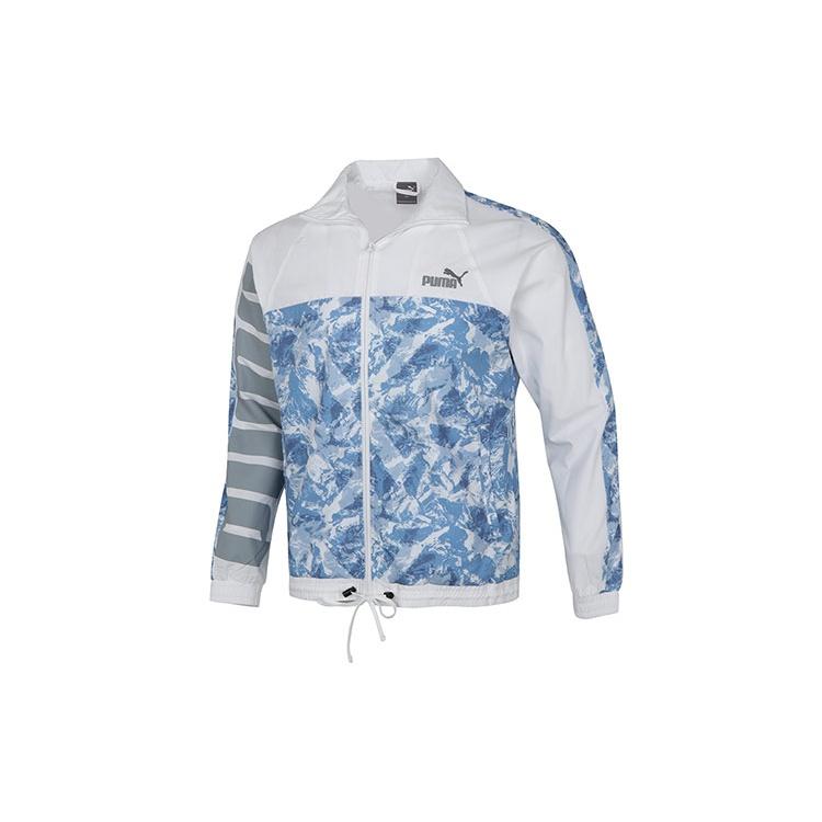 PUMA Mountain Aop Windbreaker Woven Sports Logo Jacket White Men s 534542-99 S