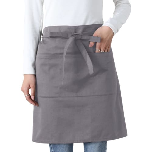 Ibutsu-shi Short Apron, Plain, Below-the-Waist Apron, Wrinkle-Resistant, Dust-Resistant, Unisex, for Chefs, Waiters, and Kitchen Cooks, Restaurants, a