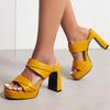 Fashion Slippers Women Summer Shoes Platform High Heels Sandals Ladies Mules Shoes Black Yellow White Party Shoes Large Size 45 Slides