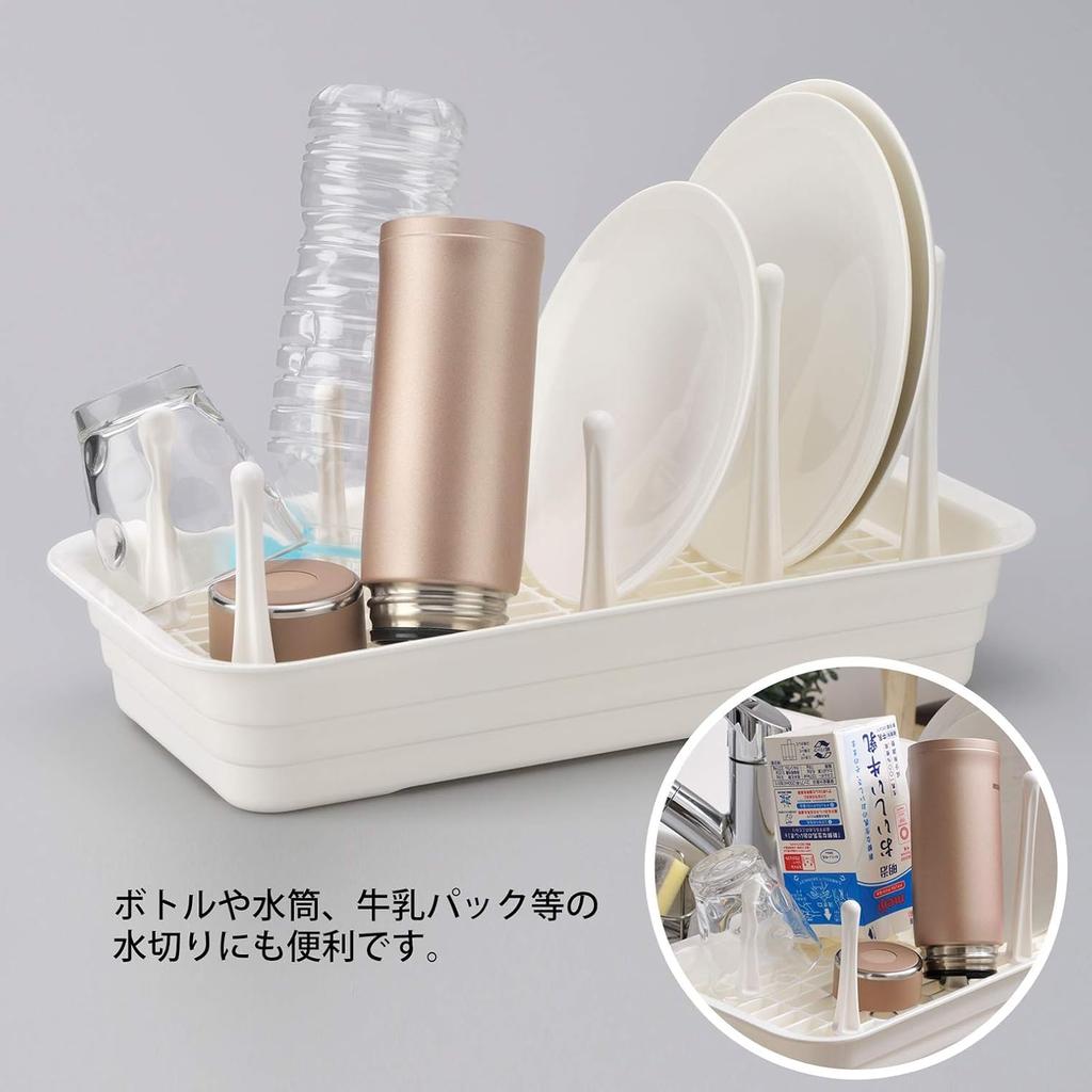 Inomata Chemical Dish Drying Set of Made In Organizes Dishes and 9873 (Inomata-k) Rack, Pota, White, 2, Japan, Space-Saving, Bottles, Disassembled,