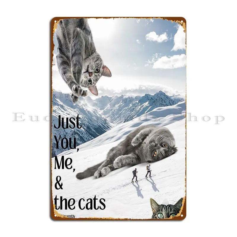 Cat Snow Scene Just Me You And The Cats Metal Plaque Poster Club Club Club Party Character Printing Tin Sign Poster