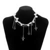 European and American Cold Wind Cross Star Diamond Imitation Pearl Necklace