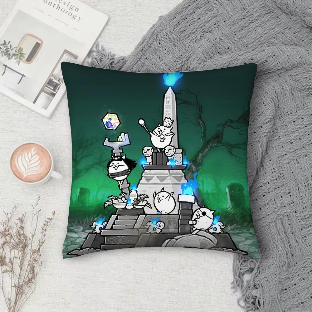 The BBattle Cats Pillow Case Square DoubleSided Printing Sofa Cushion Cover Pillowcase Bedroom Bedside